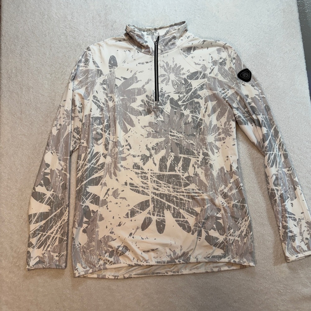 Killtec Womens Quarter Zip Base Layer Top Grey White Floral Print Size 12 71262